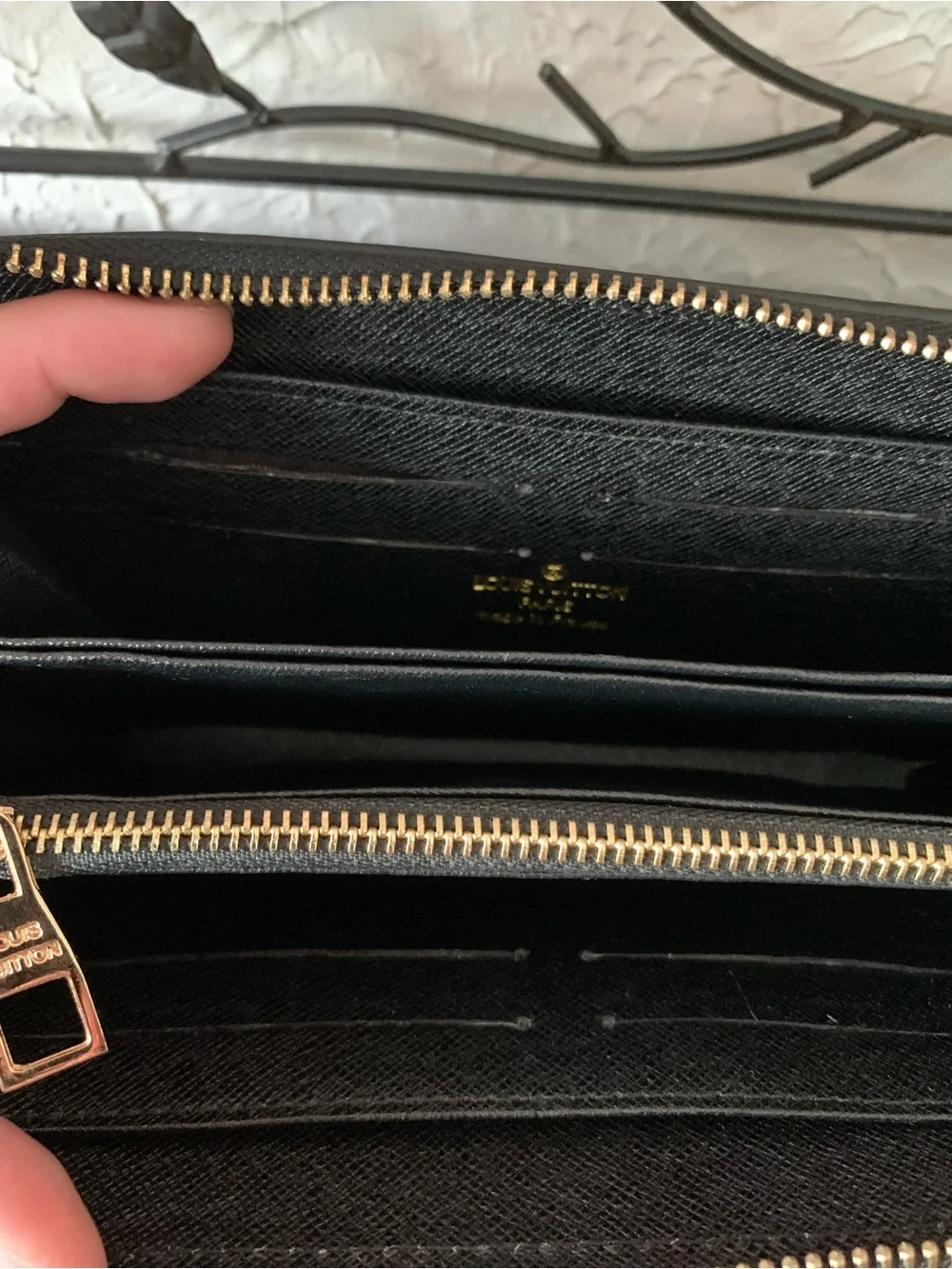NEW! Lux INSPIRED Black Embossed Monogram Leather Wallet